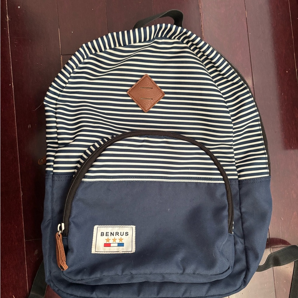 Benrus Navy and White Striped Kids Backpack